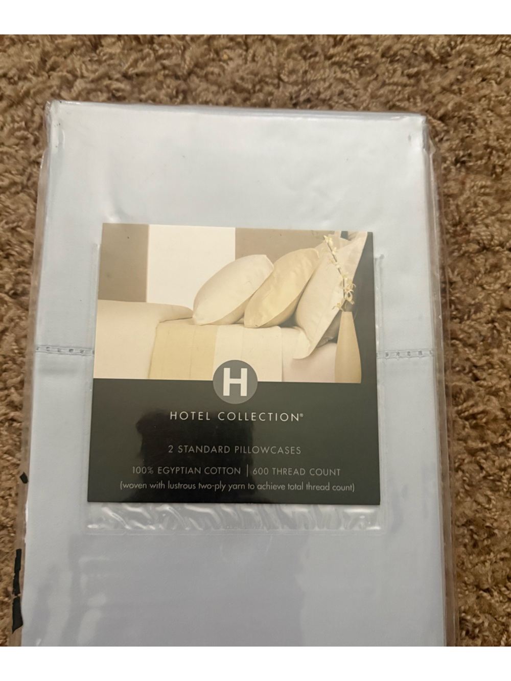 NWT hotel collection standard pillowcases Egyptian cotton 600tc  blue